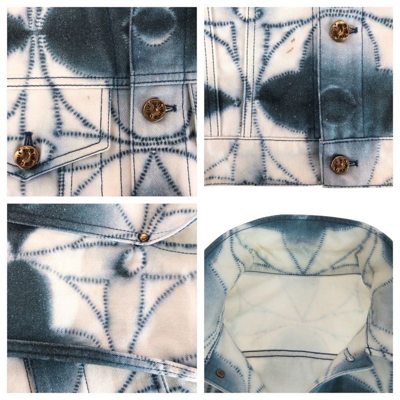 Louis Vuitton Monogram Shibori Printed Jacket 48 White Blue Denim