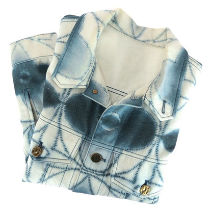 Louis Vuitton Monogram Shibori Printed Jacket 48 White Blue Denim