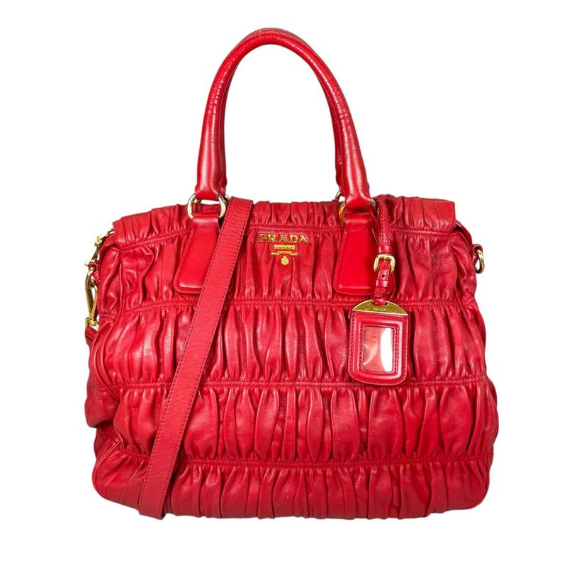 Prada Shoulder Bag Nappa Goful Tote Red