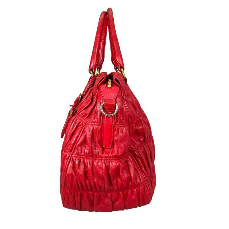 Prada Shoulder Bag Nappa Goful Tote Red