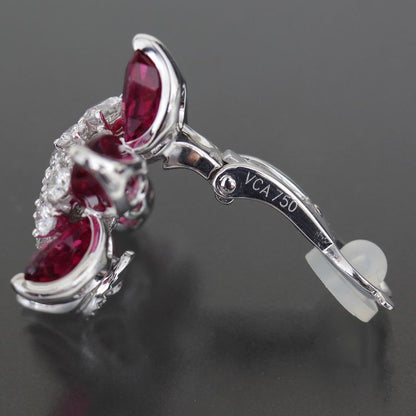 Van Cleef & Arpels Earrings 18k White Gold Diamond Ruby