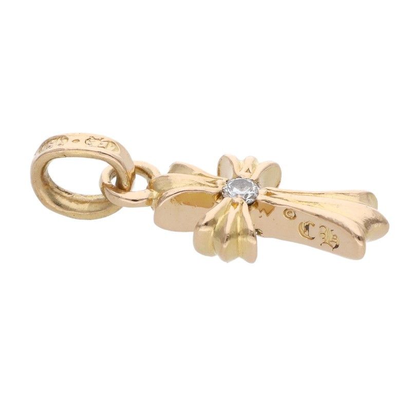 Chrome Hearts 22k Crs Bbyfat Dmnd Baby Fat 1 Diamond on Both Sides Charm Gold