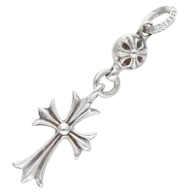 Chrome Hearts Tny CH Crs 1 Ball Tiny Ch Cross Charm Silver Necklace Top