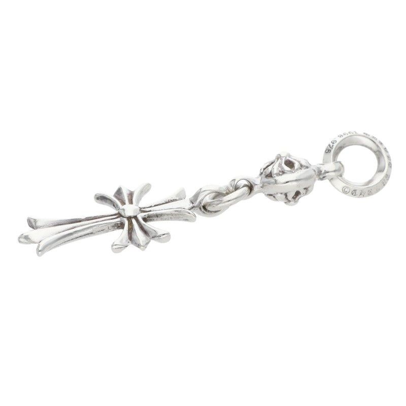 Chrome Hearts Tny CH Crs 1 Ball Tiny Ch Cross Charm Silver Necklace Top