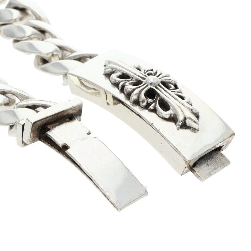 Chrome Hearts ID Floral Crs Cross ID Classic Silver Bracelet