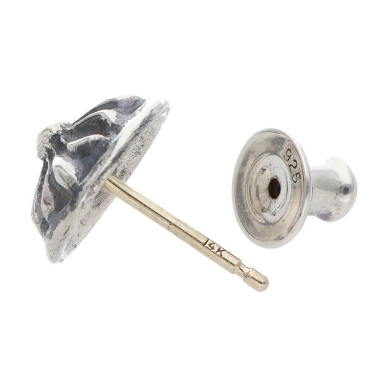 Chrome Hearts Stud Crsbll Cross Ball Silver Earrings