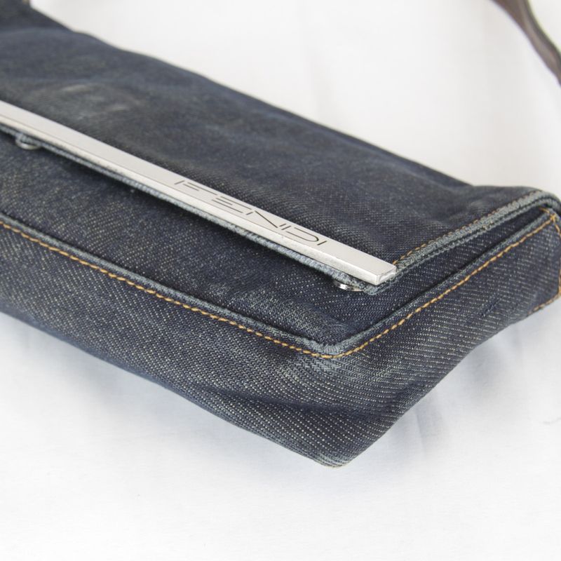 Fendi Logo Shoulder Pouch Mini Bag Denim Navy High Casual