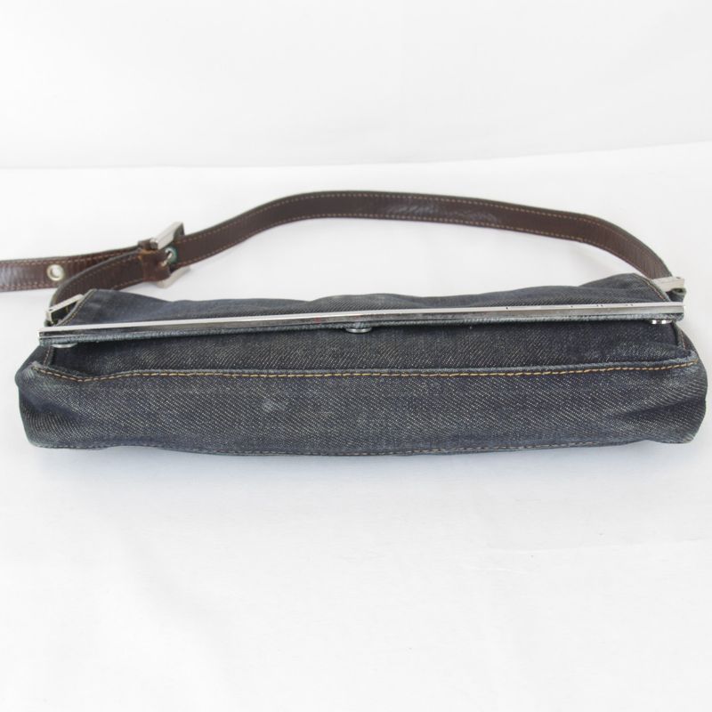 Fendi Logo Shoulder Pouch Mini Bag Denim Navy High Casual