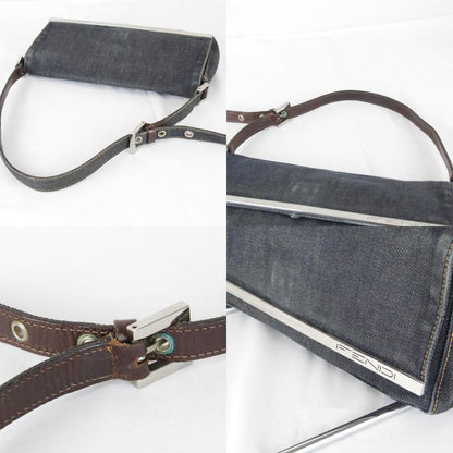 Fendi Logo Shoulder Pouch Mini Bag Denim Navy High Casual