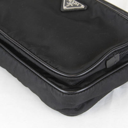 Prada Usedprada Saffiano Waist Bag Tessuto Nylon Black High Simple