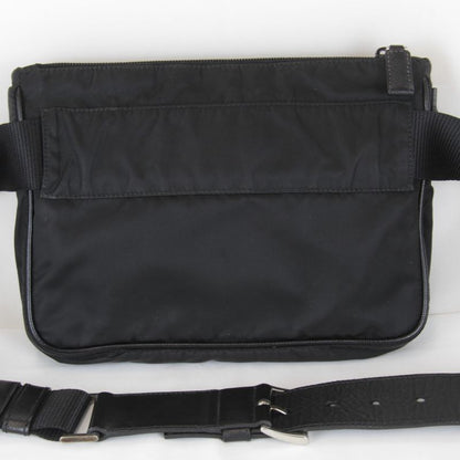Prada Usedprada Saffiano Waist Bag Tessuto Nylon Black High Simple