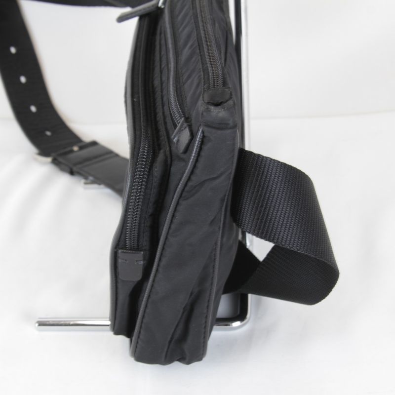Prada Usedprada Saffiano Waist Bag Tessuto Nylon Black High Simple