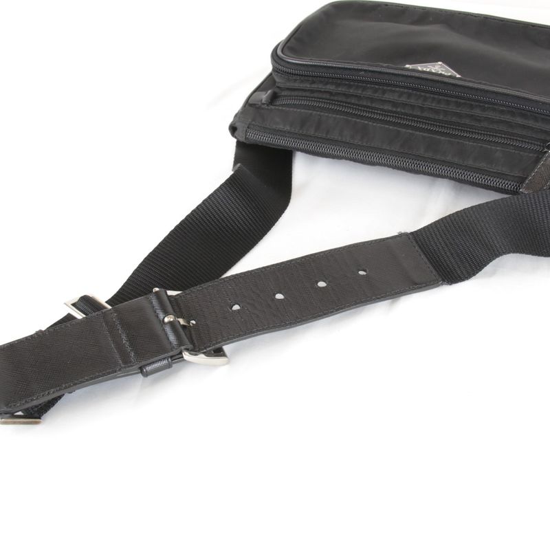 Prada Usedprada Saffiano Waist Bag Tessuto Nylon Black High Simple