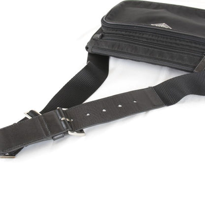 Prada Usedprada Saffiano Waist Bag Tessuto Nylon Black High Simple