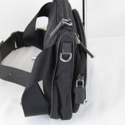 Prada Usedprada Saffiano Waist Bag Tessuto Nylon Black High Simple