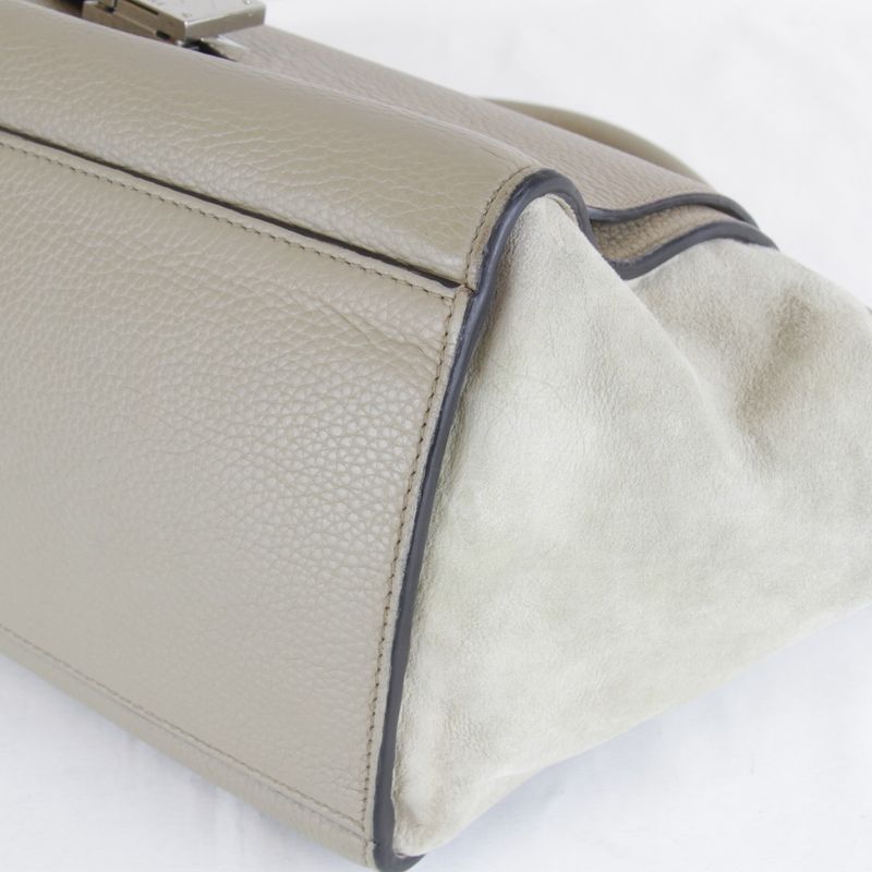 Celine Small Trapeze 2-Way Shoulder Bag Leather Suede Beige High