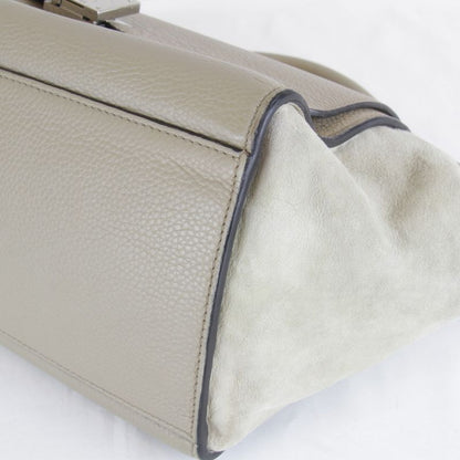 Celine Small Trapeze 2-Way Shoulder Bag Leather Suede Beige High