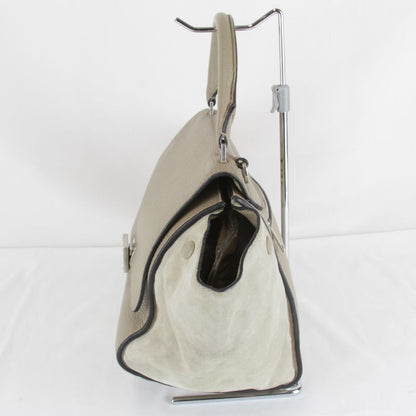 Celine Small Trapeze 2-Way Shoulder Bag Leather Suede Beige High