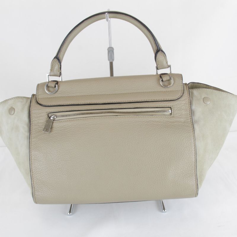 Celine Small Trapeze 2-Way Shoulder Bag Leather Suede Beige High