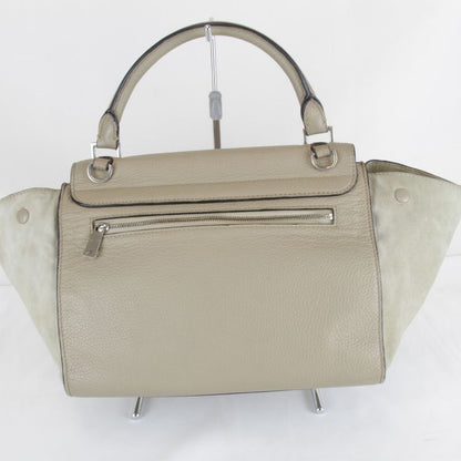 Celine Small Trapeze 2-Way Shoulder Bag Leather Suede Beige High