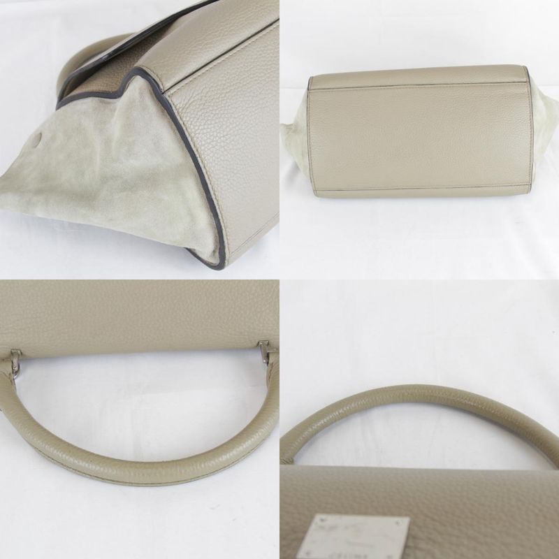 Celine Small Trapeze 2-Way Shoulder Bag Leather Suede Beige High