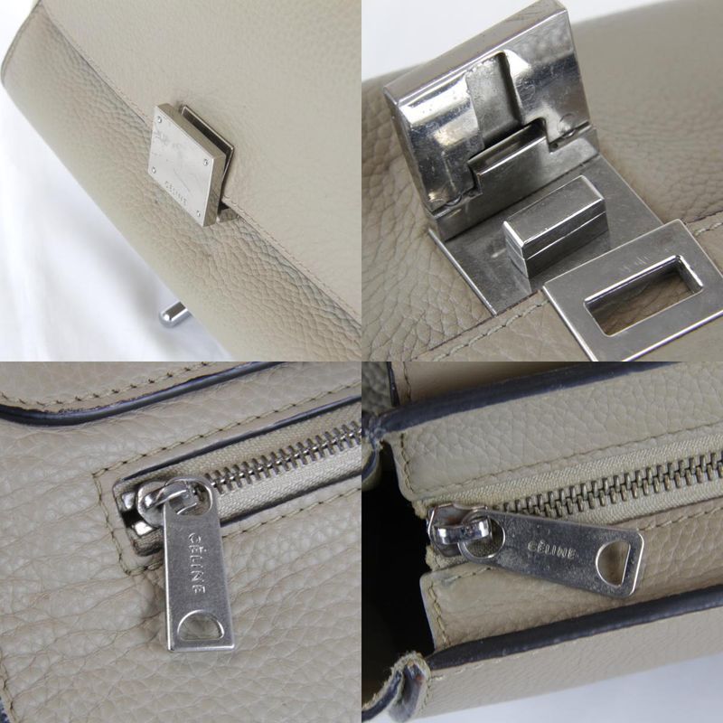 Celine Small Trapeze 2-Way Shoulder Bag Leather Suede Beige High
