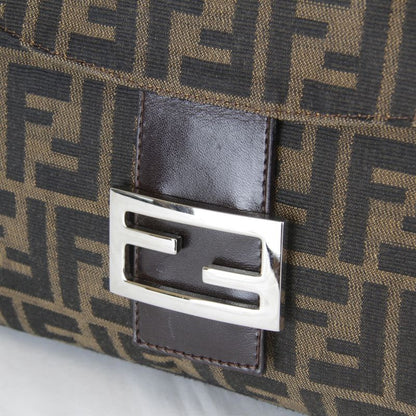 Fendi Zucca Mamma Bucket Logo Shoulder Bag Canvas Brown High
