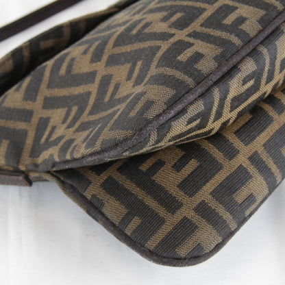 Fendi Zucca Mamma Bucket Logo Shoulder Bag Canvas Brown High