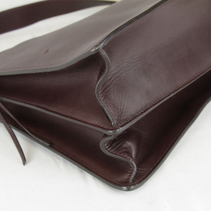 Celine Chain Shoulder Bag Leather Gold Wine Red High Simple