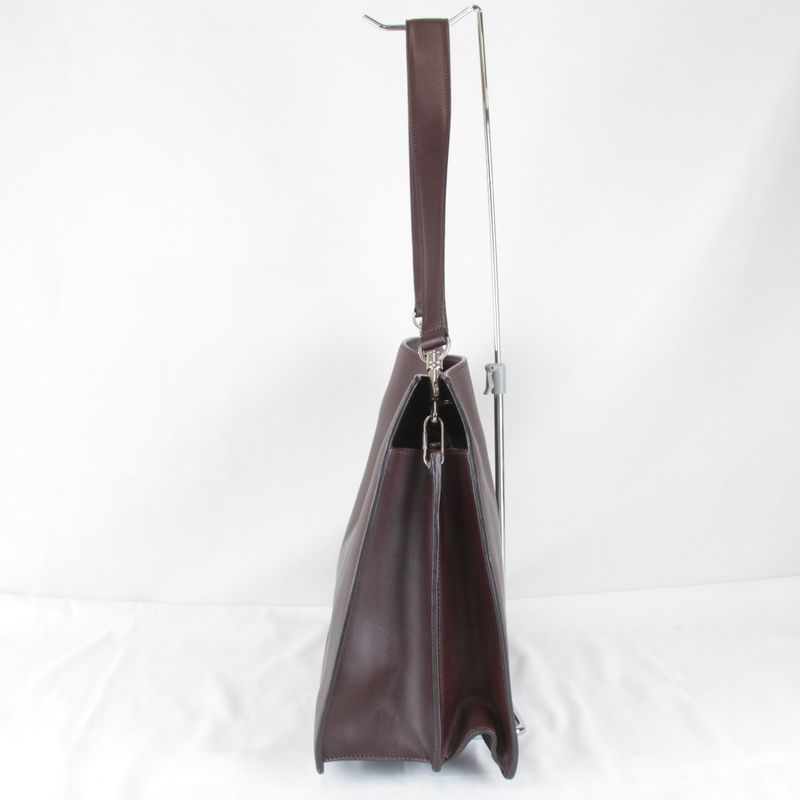 Celine Chain Shoulder Bag Leather Gold Wine Red High Simple
