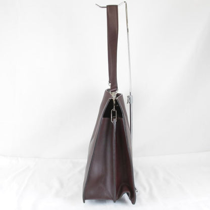 Celine Chain Shoulder Bag Leather Gold Wine Red High Simple