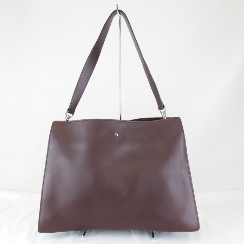 Celine Chain Shoulder Bag Leather Gold Wine Red High Simple