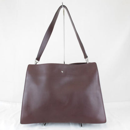 Celine Chain Shoulder Bag Leather Gold Wine Red High Simple