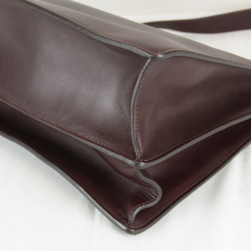 Celine Chain Shoulder Bag Leather Gold Wine Red High Simple