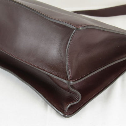 Celine Chain Shoulder Bag Leather Gold Wine Red High Simple