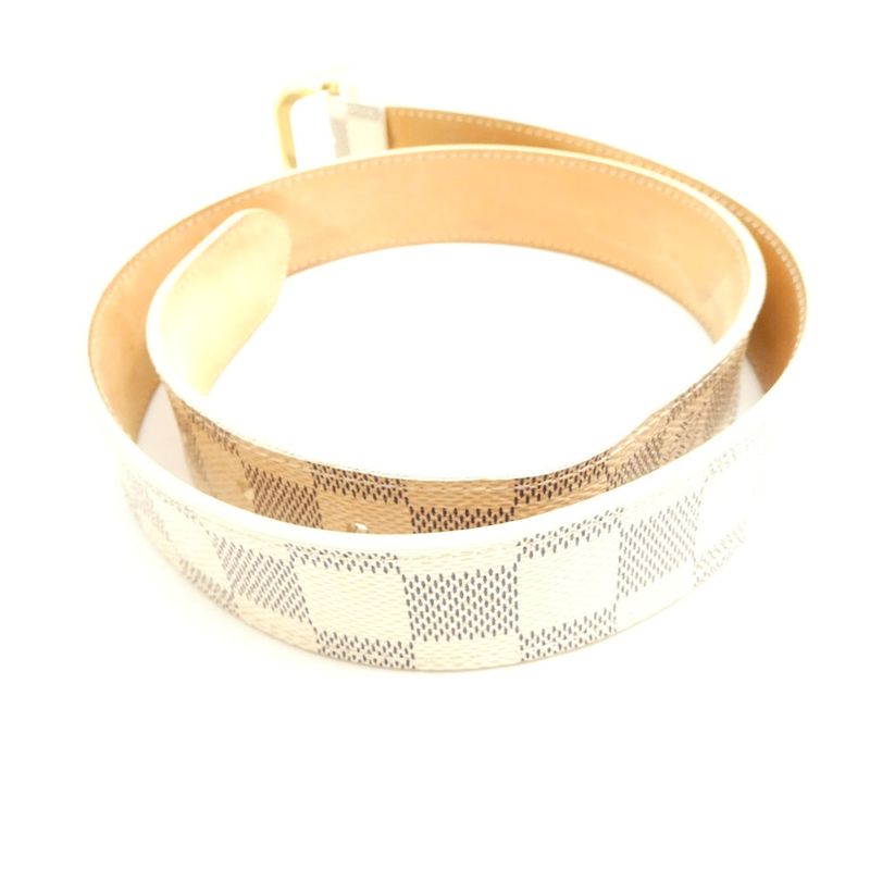 Louis Vuitton Damier Azur Ceinture 80 32 Belt Leather Gold