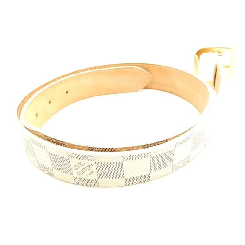 Louis Vuitton Damier Azur Ceinture 80 32 Belt Leather Gold