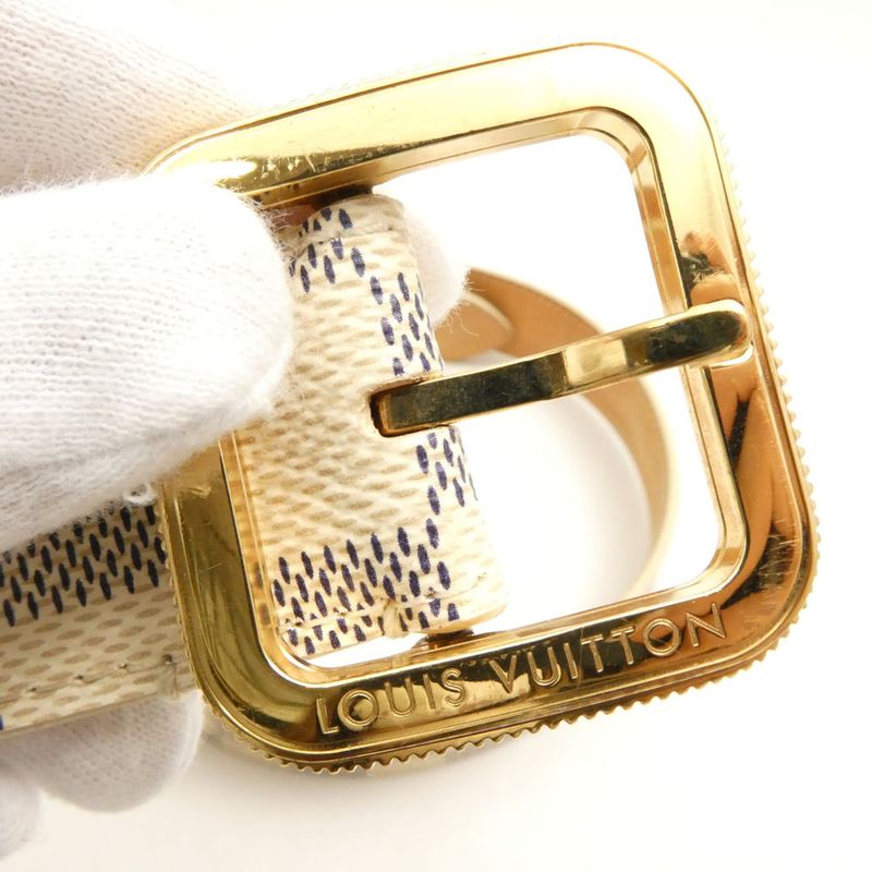 Louis Vuitton Damier Azur Ceinture 80 32 Belt Leather Gold