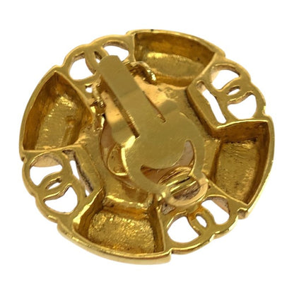 Chanel Faux Pearl CC Logo Gold White Plated Earrings 93