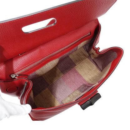 Gucci 2-Way Shoulder Bag Bamboo Leather Red