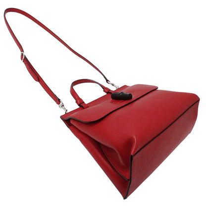 Gucci 2-Way Shoulder Bag Bamboo Leather Red