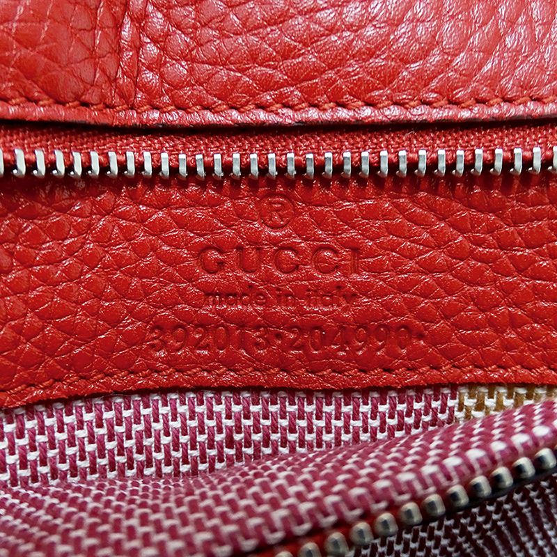 Gucci 2-Way Shoulder Bag Bamboo Leather Red