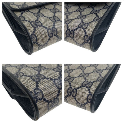 Gucci Vintage Navy Gray Gold GG Supreme Canvas Shoulder Bag
