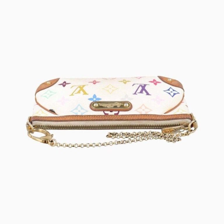 Louis Vuitton Pouch Pochette Mila MM Blanc Monogram Multicolor Chain Handbag