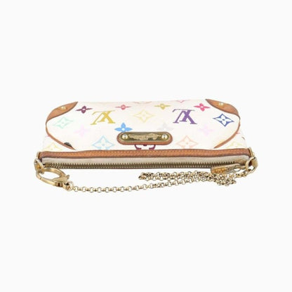 Louis Vuitton Pouch Pochette Mila MM Blanc Monogram Multicolor Chain Handbag
