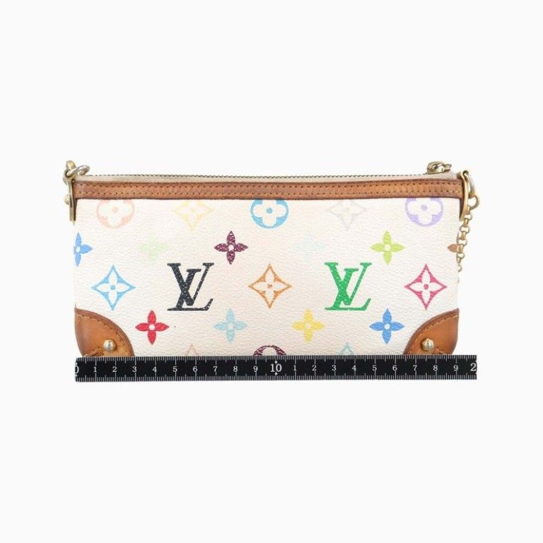 Louis Vuitton Pouch Pochette Mila MM Blanc Monogram Multicolor Chain Handbag