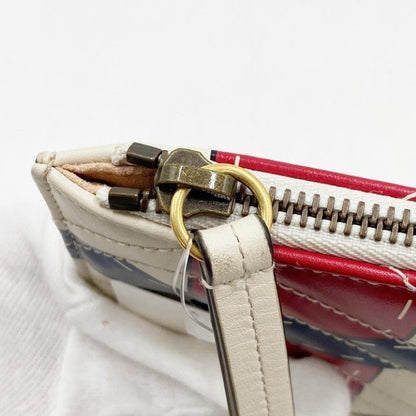 Gucci Clutch GG Marmont Ivory Red Navy Leather Belt Motif Gold
