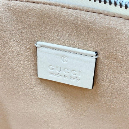 Gucci Clutch GG Marmont Ivory Red Navy Leather Belt Motif Gold