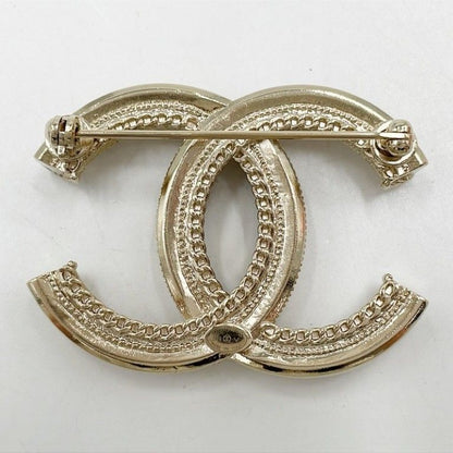 Chanel Brooch CC Logo Gold Pearl Line Stone