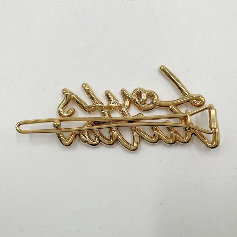 Louis Vuitton Barrette LV Script Gold Metal Hair Accessory